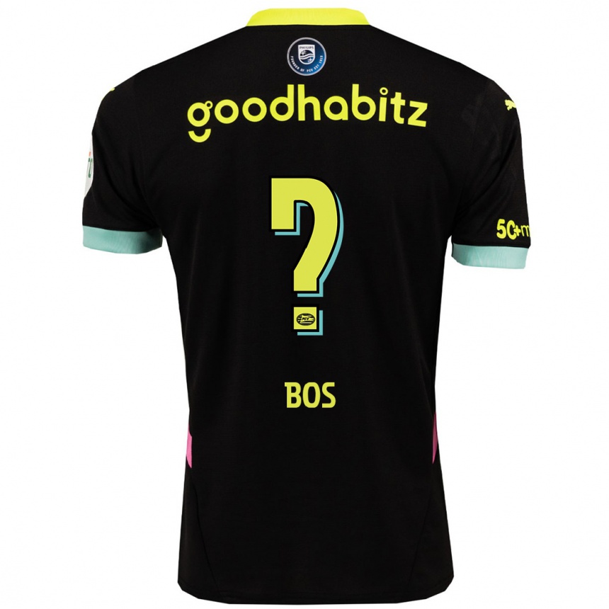 Kids Football Floris Bos #0 Black Yellow Away Jersey 2024/25 T-Shirt Australia