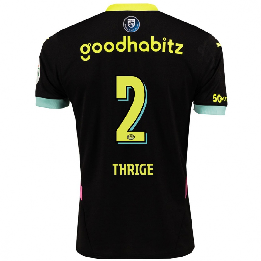 Kids Football Sara Thrige #2 Black Yellow Away Jersey 2024/25 T-Shirt Australia