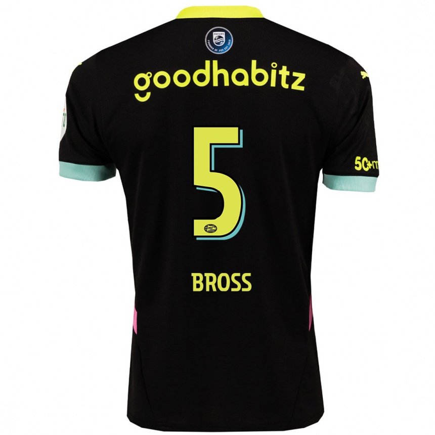 Kids Football Melanie Bross #5 Black Yellow Away Jersey 2024/25 T-Shirt Australia