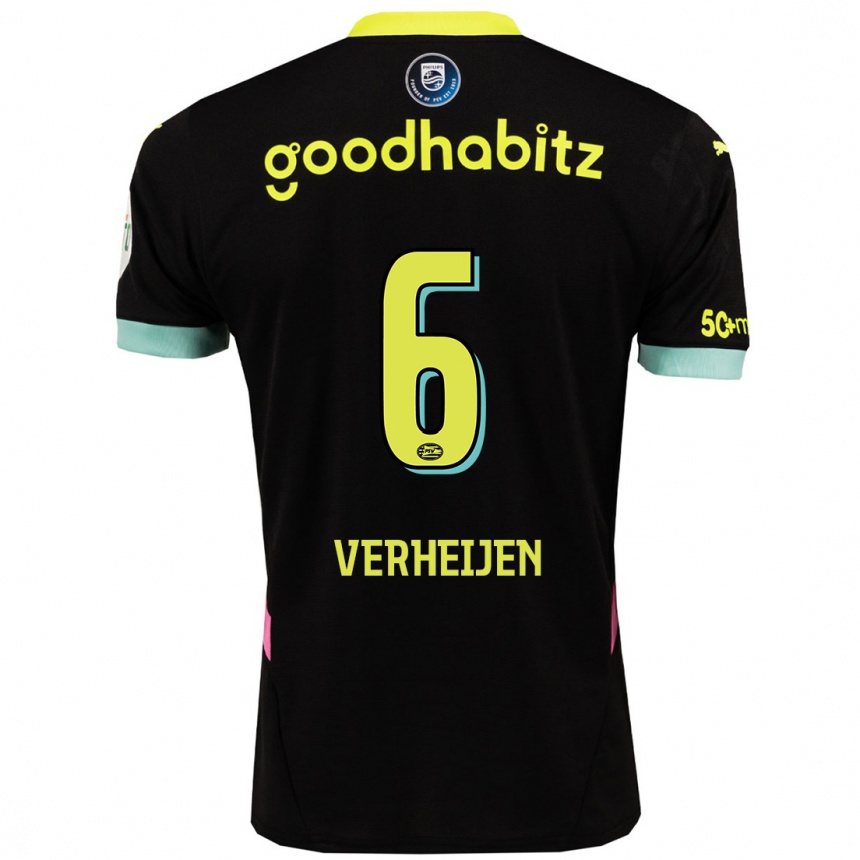 Kids Football Janneke Verheijen #6 Black Yellow Away Jersey 2024/25 T-Shirt Australia