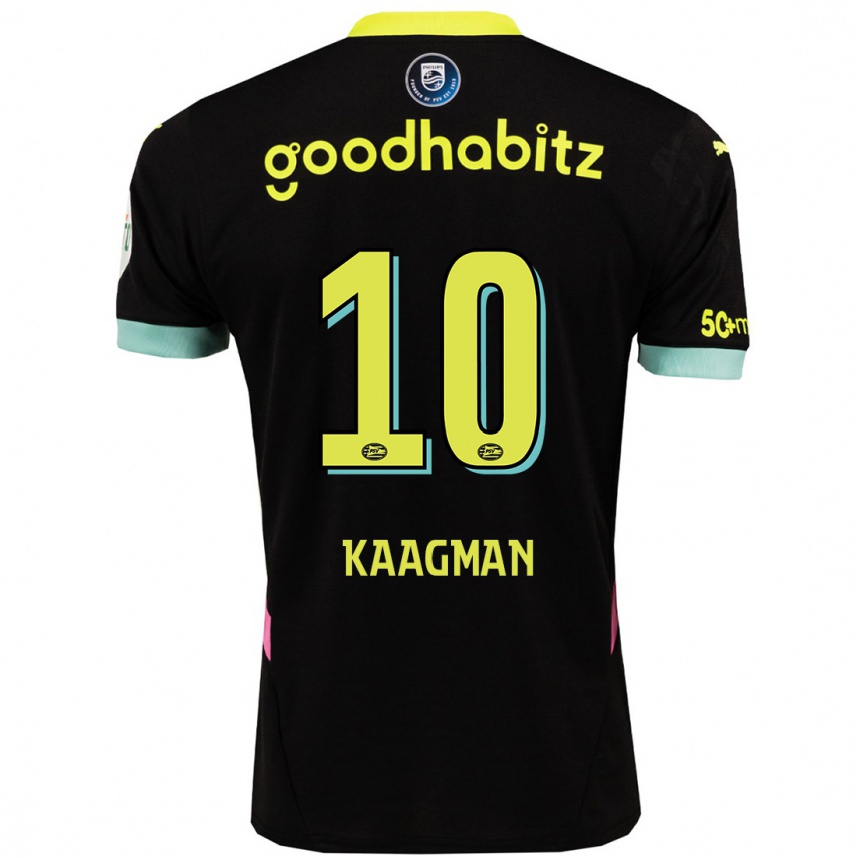 Kids Football Inessa Kaagman #10 Black Yellow Away Jersey 2024/25 T-Shirt Australia