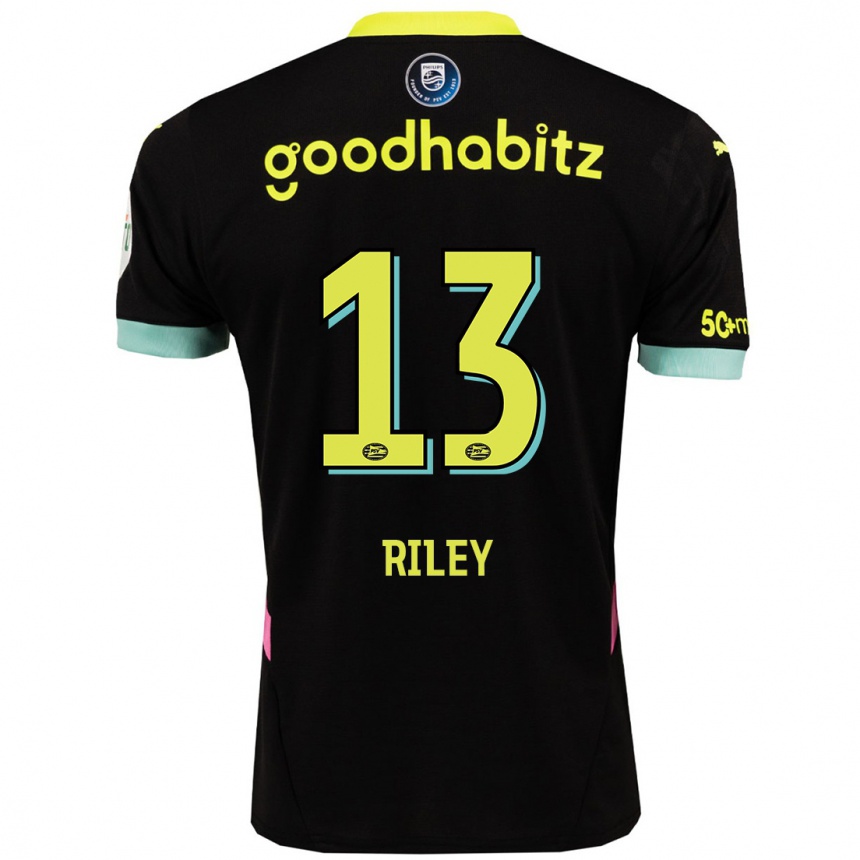 Kids Football Indiah-Paige Riley #13 Black Yellow Away Jersey 2024/25 T-Shirt Australia