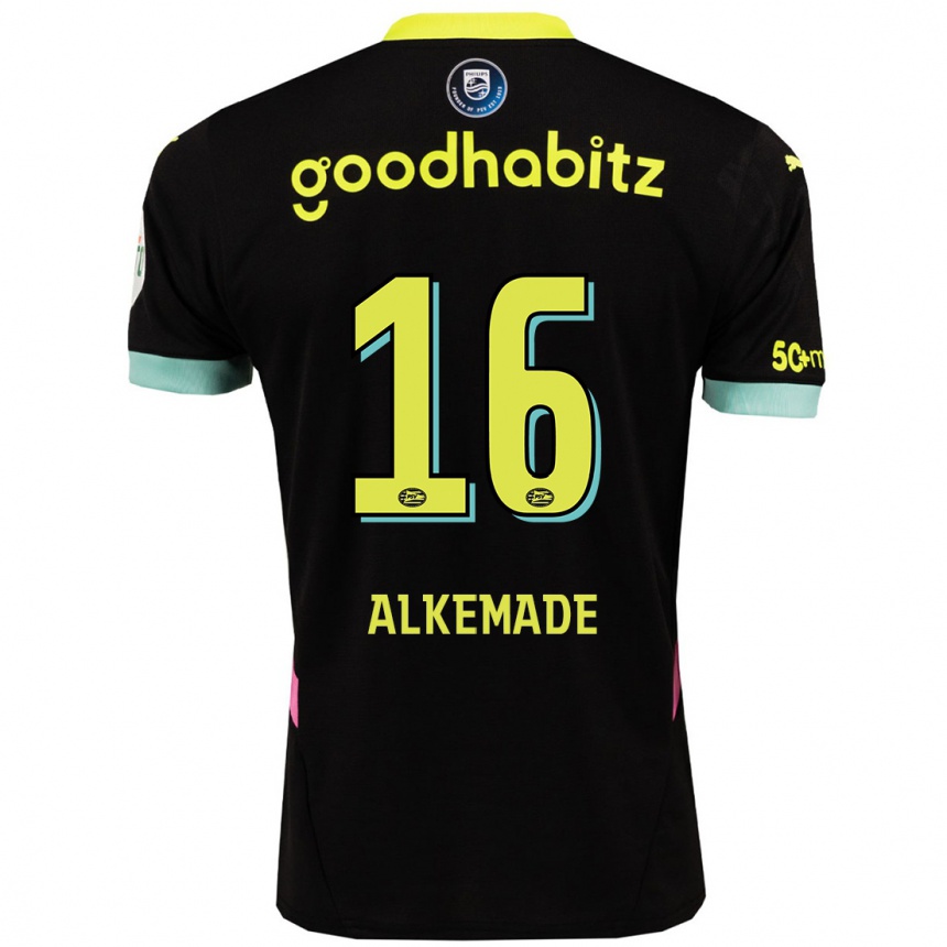 Kids Football Lisan Alkemade #16 Black Yellow Away Jersey 2024/25 T-Shirt Australia