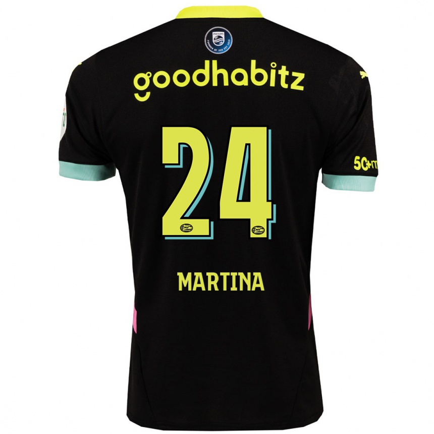 Kids Football Shijona Martina #24 Black Yellow Away Jersey 2024/25 T-Shirt Australia