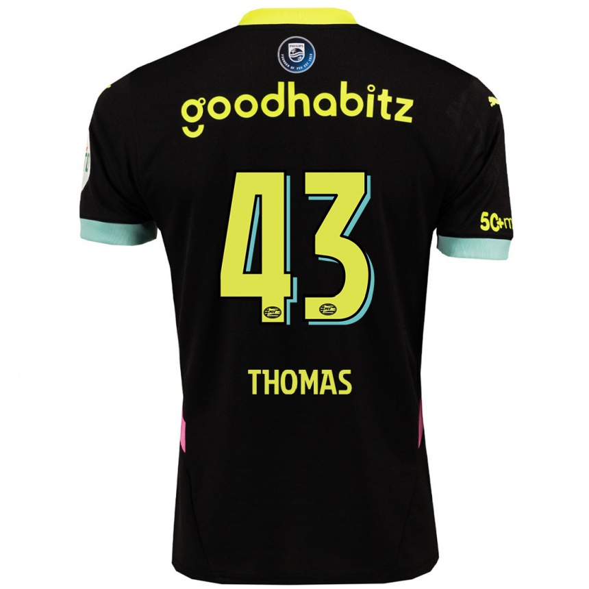 Kids Football Kealyn Thomas #43 Black Yellow Away Jersey 2024/25 T-Shirt Australia