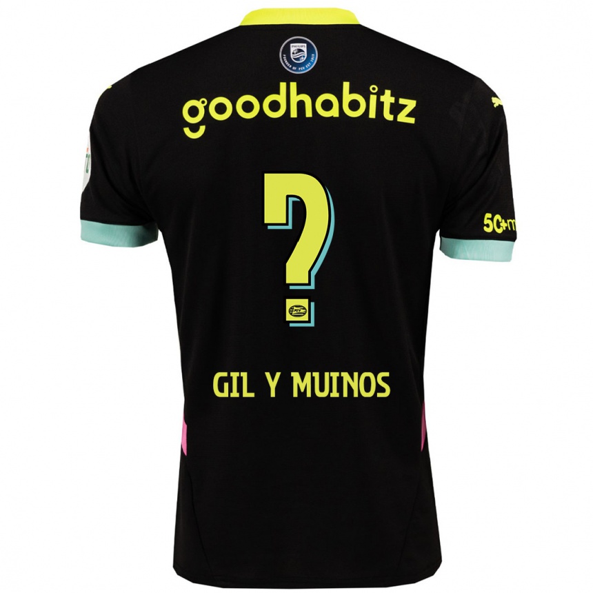 Kids Football Yaël Gil Y Muiños #0 Black Yellow Away Jersey 2024/25 T-Shirt Australia