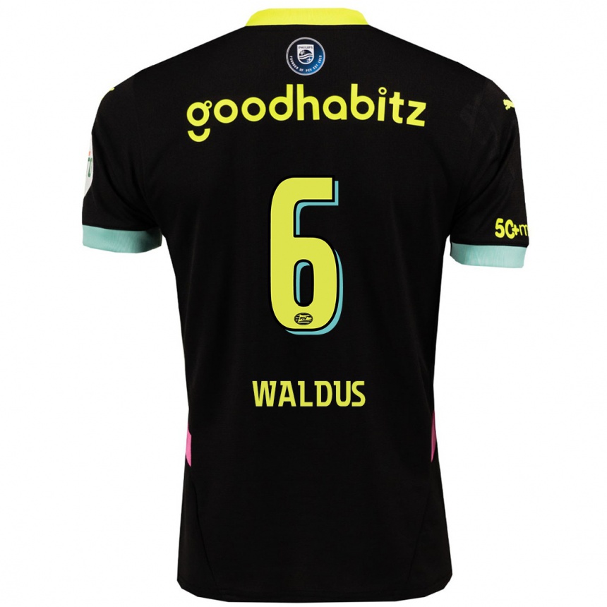 Kids Football Maruschka Waldus #6 Black Yellow Away Jersey 2024/25 T-Shirt Australia