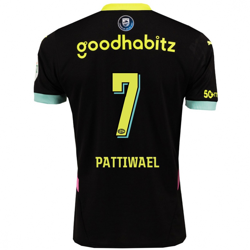 Kids Football Naomi Pattiwael #7 Black Yellow Away Jersey 2024/25 T-Shirt Australia