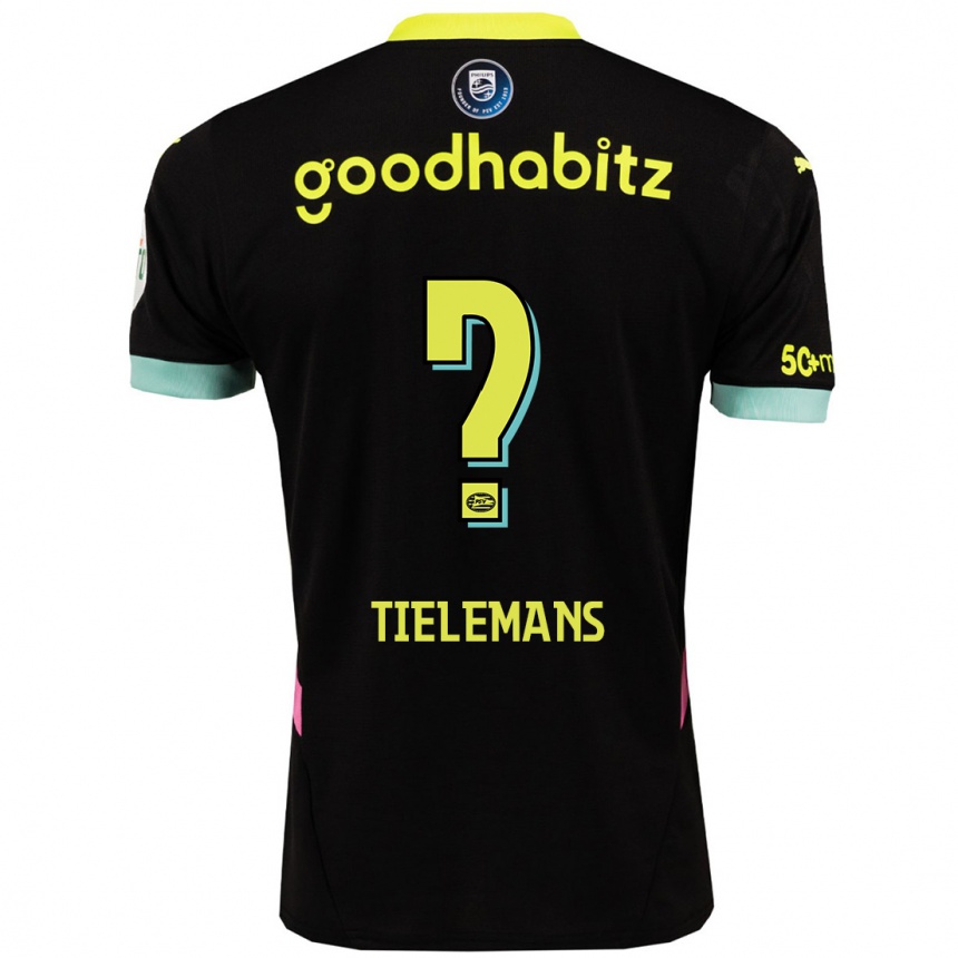 Kids Football Mathijs Tielemans #0 Black Yellow Away Jersey 2024/25 T-Shirt Australia