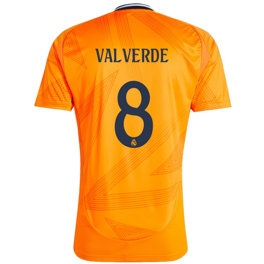 Kids Football Federico Valverde #8 Orange Away Jersey 2024/25 T-Shirt Australia