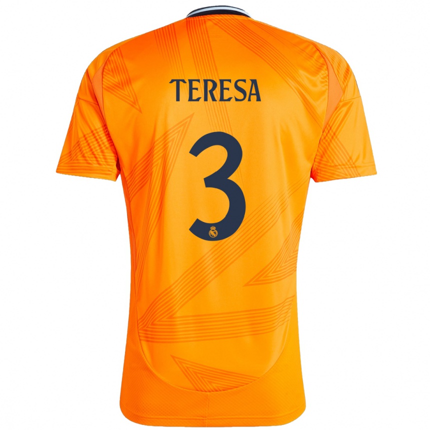 Kids Football Teresa Abelleira #3 Orange Away Jersey 2024/25 T-Shirt Australia