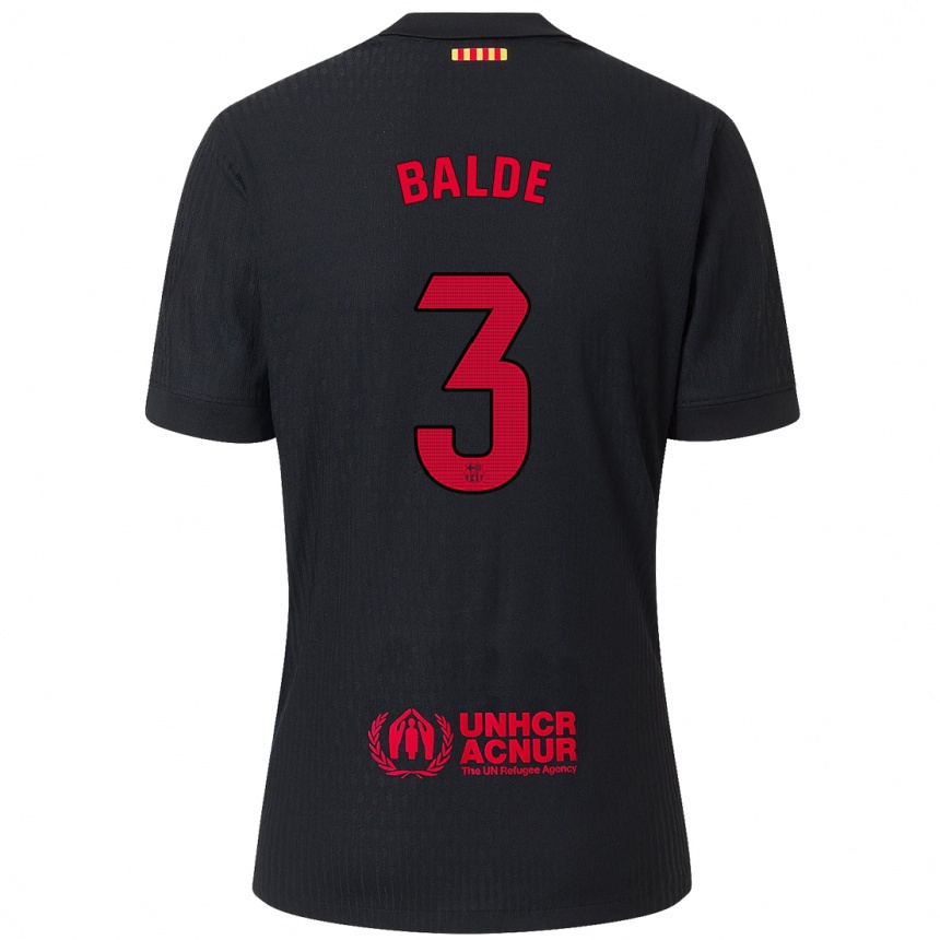 Kids Football Alejandro Balde #3 Black Red Away Jersey 2024/25 T-Shirt Australia