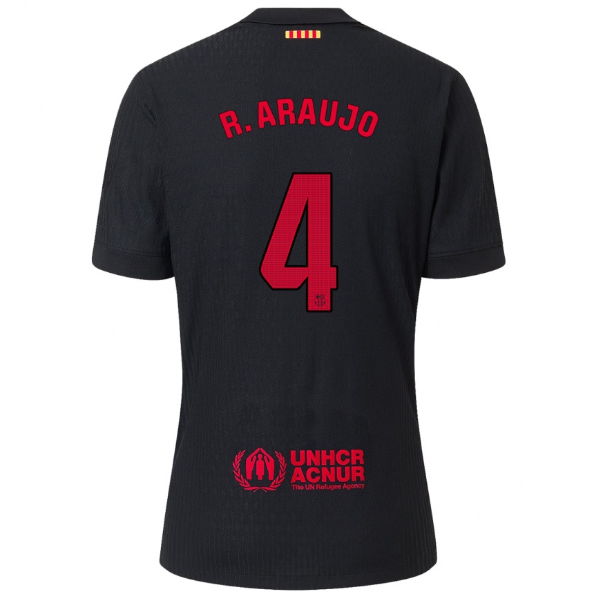 Kids Football Ronald Araujo #4 Black Red Away Jersey 2024/25 T-Shirt Australia