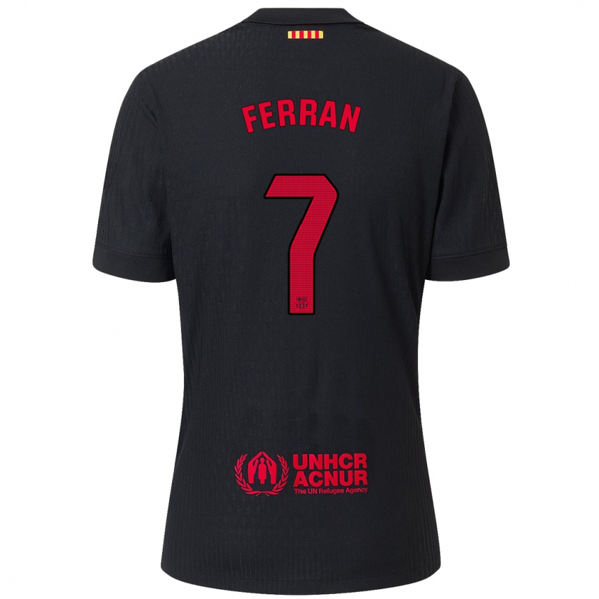 Kids Football Ferran Torres #7 Black Red Away Jersey 2024/25 T-Shirt Australia