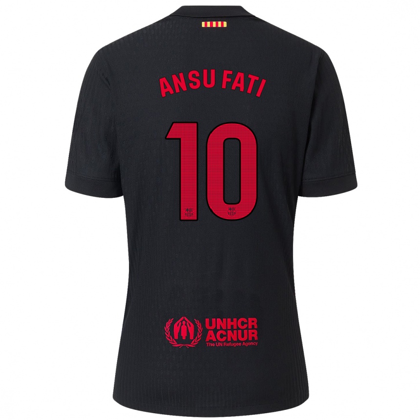 Kids Football Ansu Fati #10 Black Red Away Jersey 2024/25 T-Shirt Australia