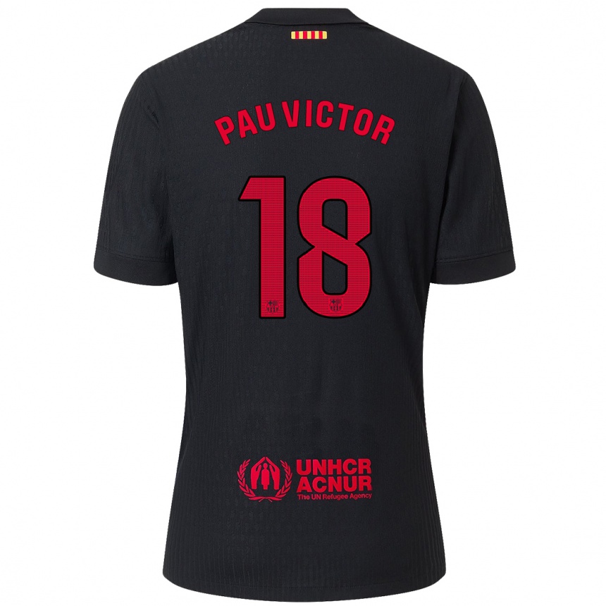 Kids Football Pau Víctor #18 Black Red Away Jersey 2024/25 T-Shirt Australia