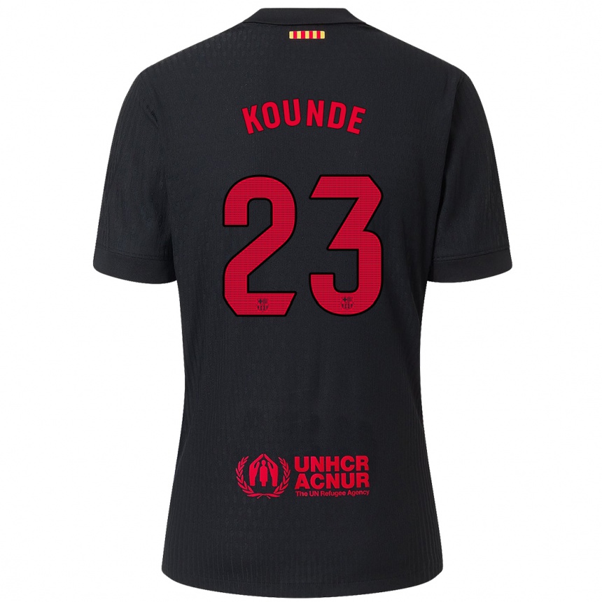 Kids Football Jules Kounde #23 Black Red Away Jersey 2024/25 T-Shirt Australia