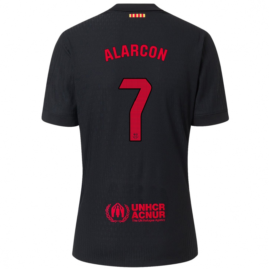 Kids Football Angel Alarcon #7 Black Red Away Jersey 2024/25 T-Shirt Australia