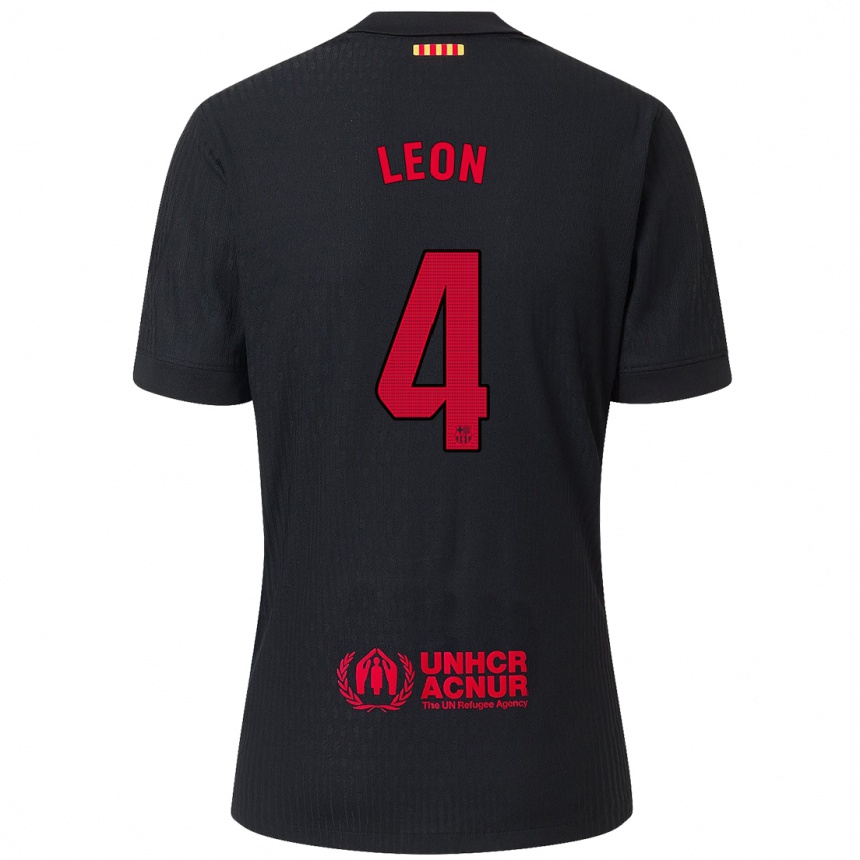 Kids Football Maria Pilar Leon #4 Black Red Away Jersey 2024/25 T-Shirt Australia