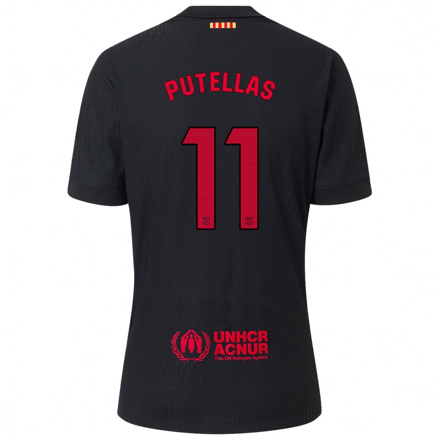 Kids Football Alexia Putellas #11 Black Red Away Jersey 2024/25 T-Shirt Australia