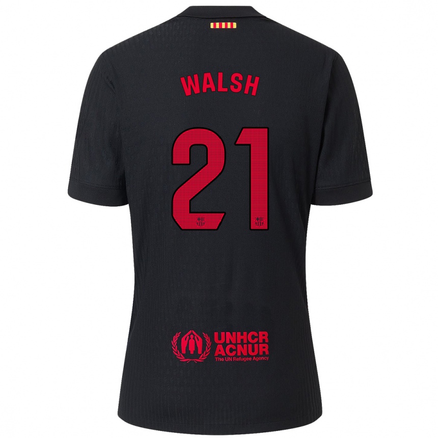 Kids Football Keira Walsh #21 Black Red Away Jersey 2024/25 T-Shirt Australia