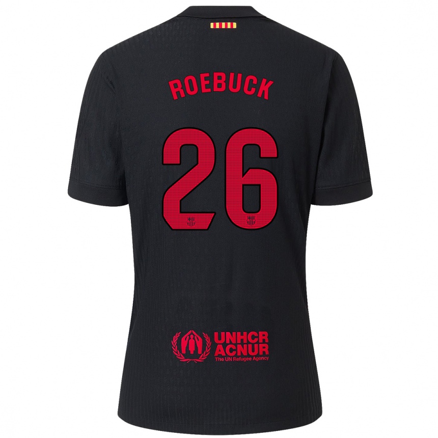 Kids Football Ellie Roebuck #26 Black Red Away Jersey 2024/25 T-Shirt Australia