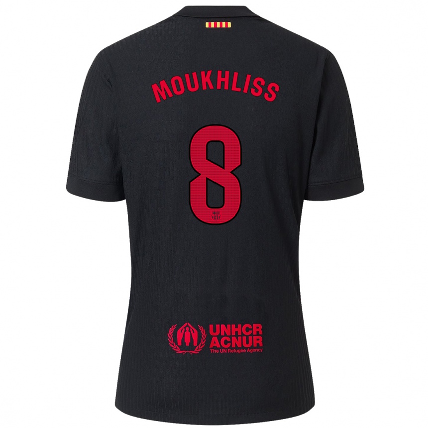 Kids Football Moha Moukhliss #8 Black Red Away Jersey 2024/25 T-Shirt Australia