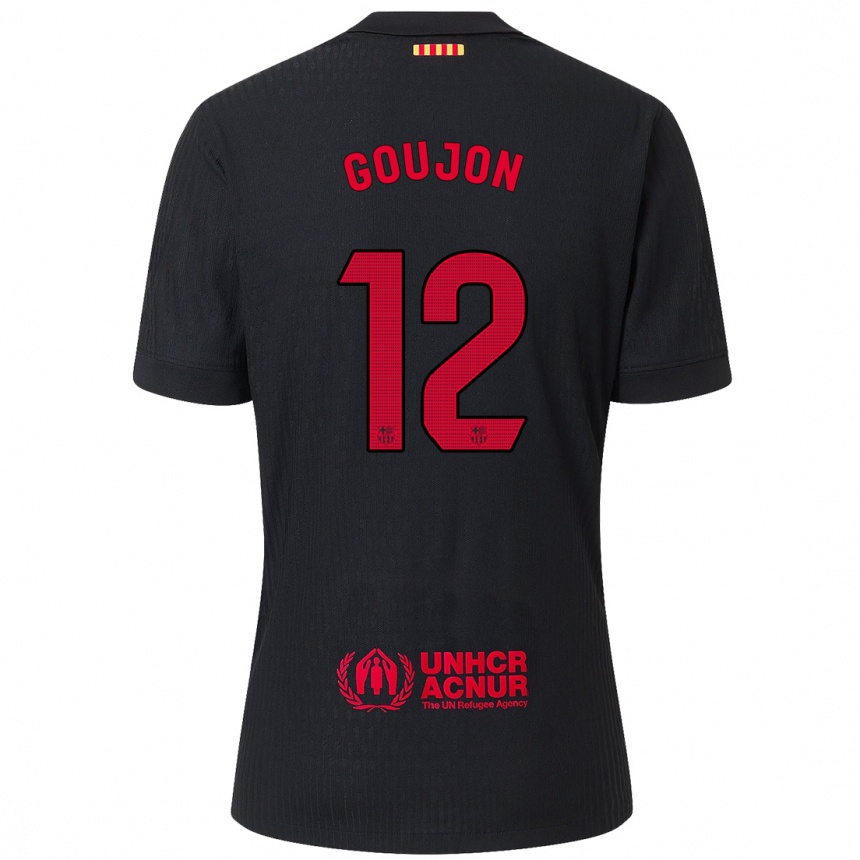 Kids Football Iker Goujón #12 Black Red Away Jersey 2024/25 T-Shirt Australia