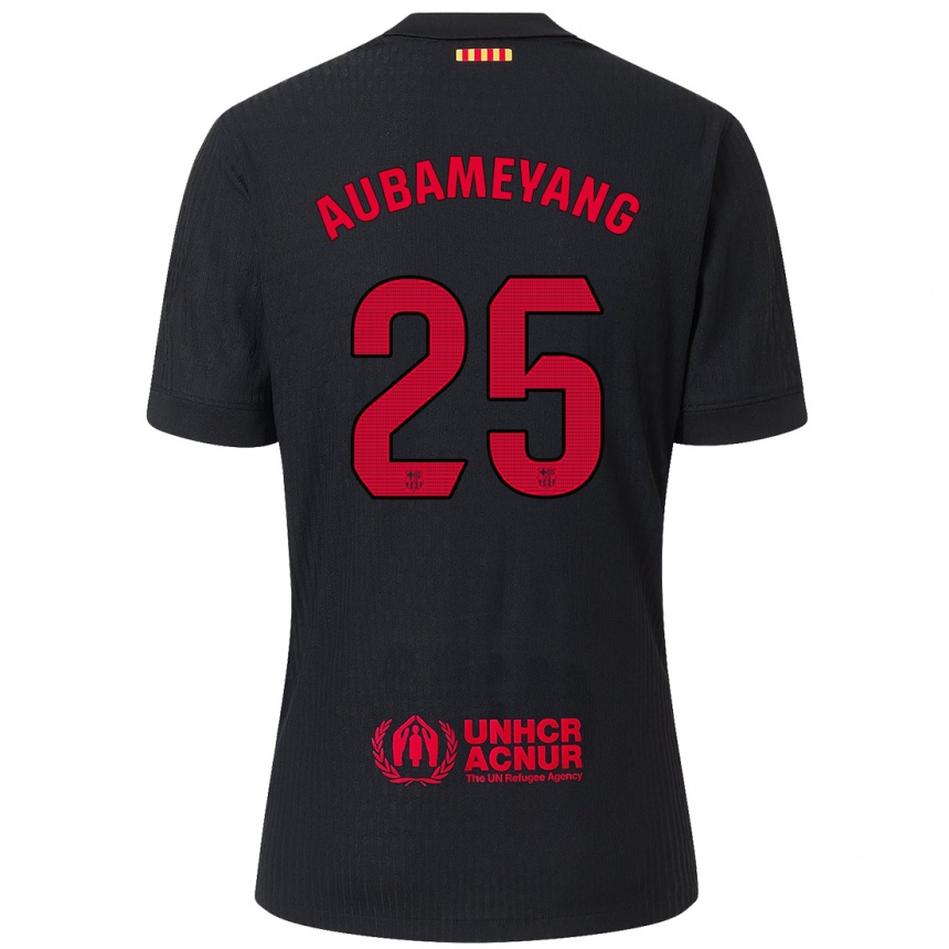 Kids Football Pierre Emerick Aubameyang #25 Black Red Away Jersey 2024/25 T-Shirt Australia