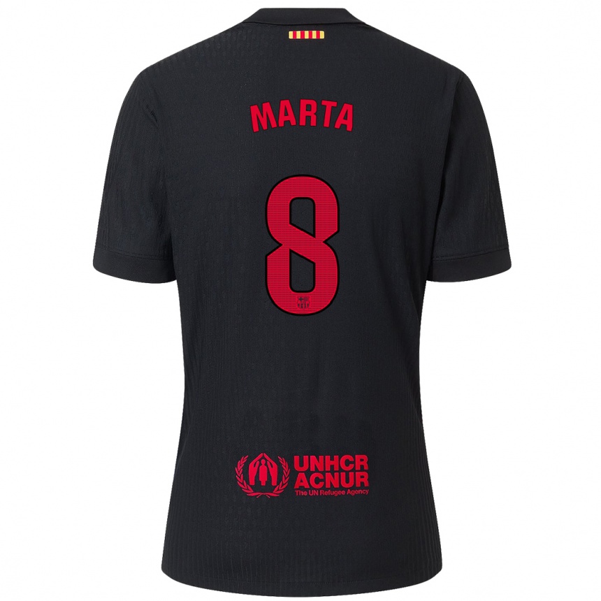 Kids Football Marta Torrejon #8 Black Red Away Jersey 2024/25 T-Shirt Australia