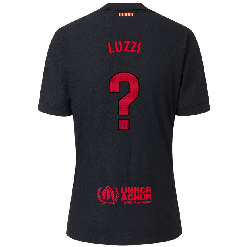 Kids Football Fabian Luzzi #0 Black Red Away Jersey 2024/25 T-Shirt Australia