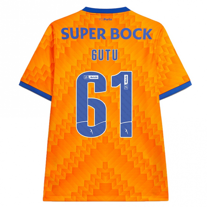 Kids Football Denis Gutu #61 Orange Away Jersey 2024/25 T-Shirt Australia