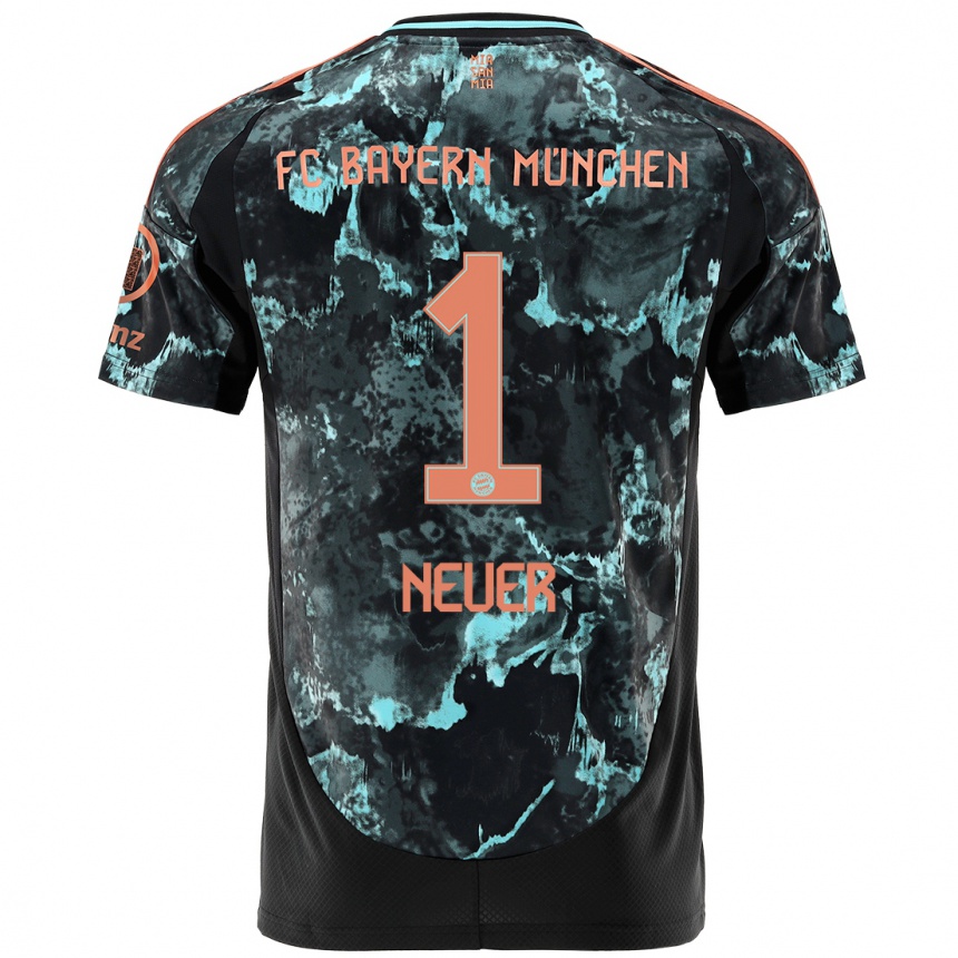 Kids Football Manuel Neuer #1 Black Away Jersey 2024/25 T-Shirt Australia