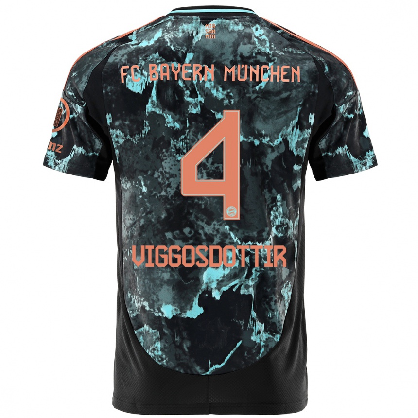 Kids Football Glódís Perla Viggósdóttir #4 Black Away Jersey 2024/25 T-Shirt Australia