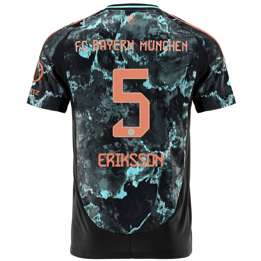 Kids Football Magdalena Eriksson #5 Black Away Jersey 2024/25 T-Shirt Australia