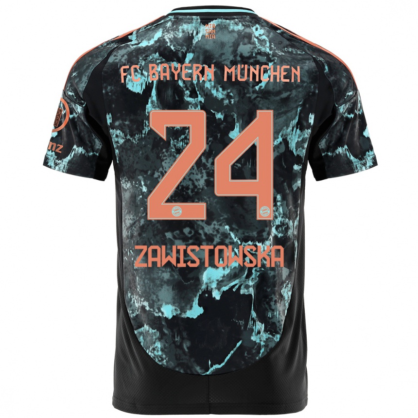 Kids Football Weronika Zawistowska #24 Black Away Jersey 2024/25 T-Shirt Australia