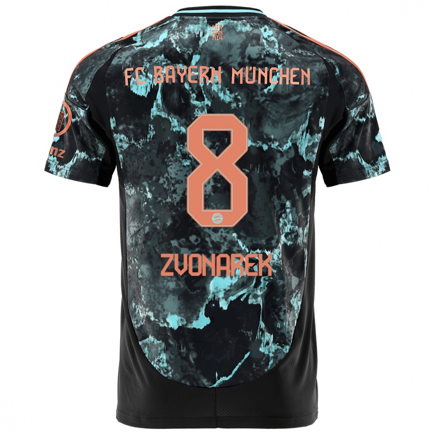 Kids Football Lovro Zvonarek #8 Black Away Jersey 2024/25 T-Shirt Australia