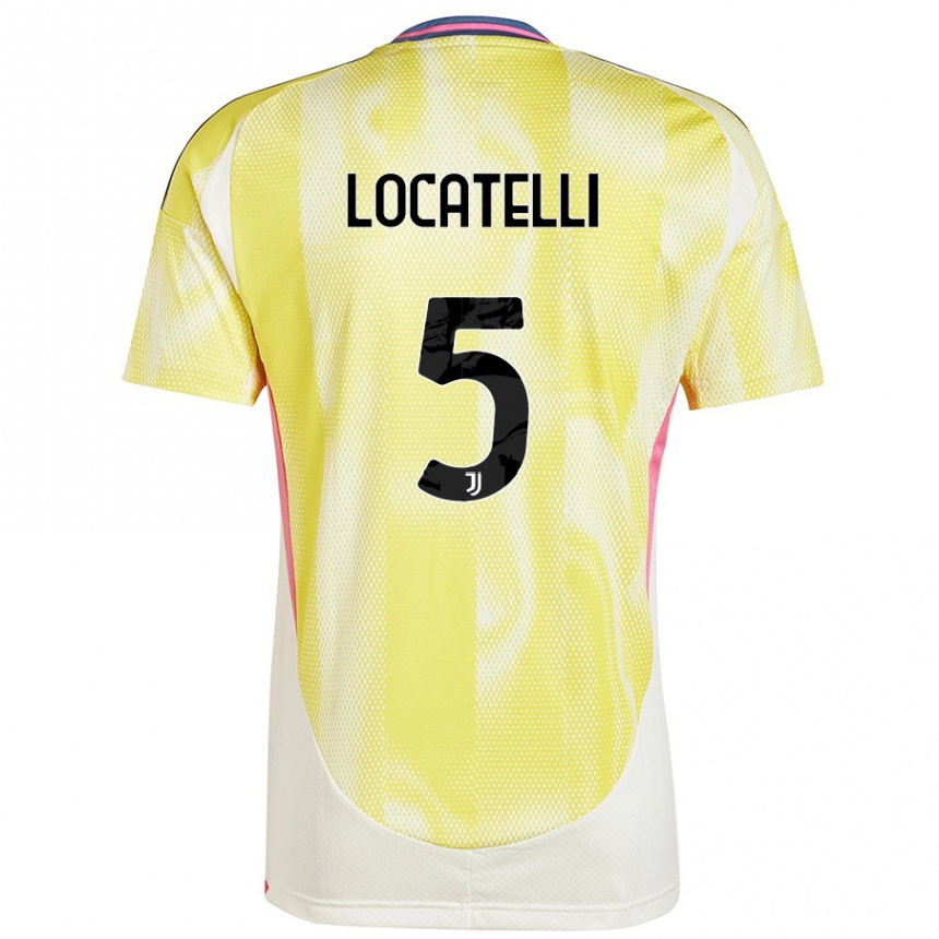 Kids Football Manuel Locatelli #5 Solar Yellow Away Jersey 2024/25 T-Shirt Australia