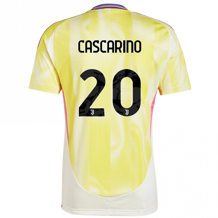 Kids Football Estelle Cascarino #20 Solar Yellow Away Jersey 2024/25 T-Shirt Australia