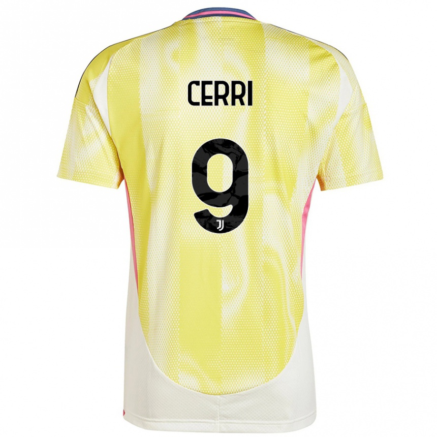 Kids Football Leonardo Cerri #9 Solar Yellow Away Jersey 2024/25 T-Shirt Australia