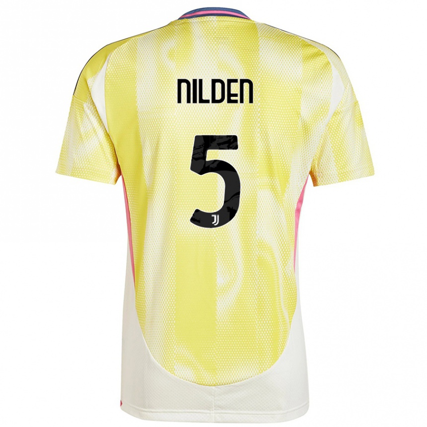 Kids Football Amanda Nilden #5 Solar Yellow Away Jersey 2024/25 T-Shirt Australia