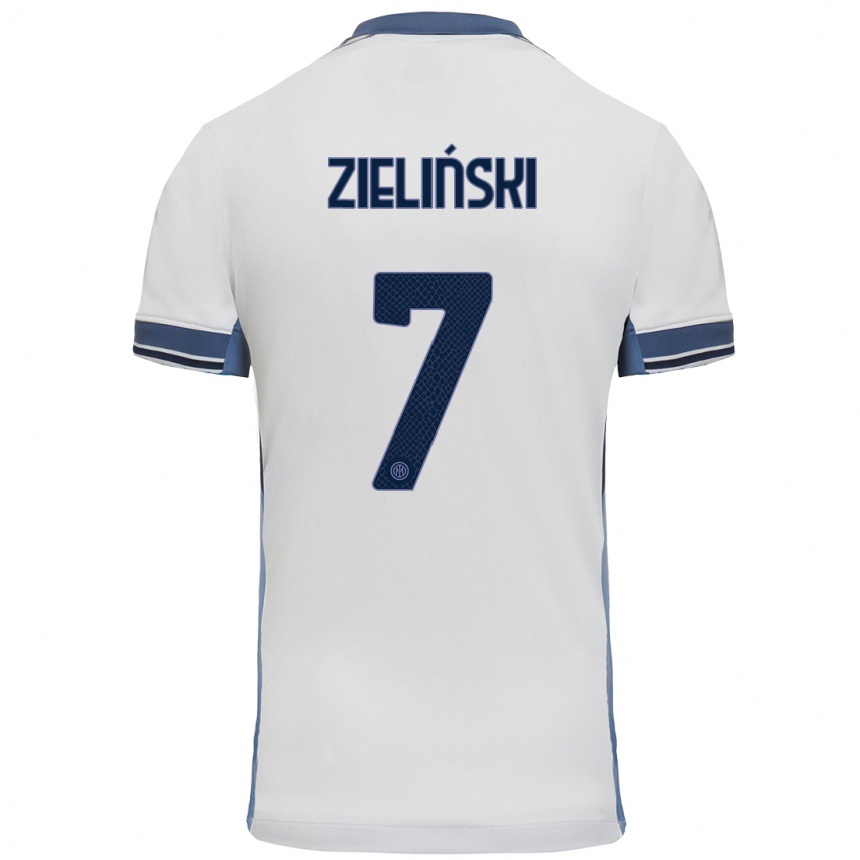 Kids Football Piotr Zielinski #7 White Grey Away Jersey 2024/25 T-Shirt Australia