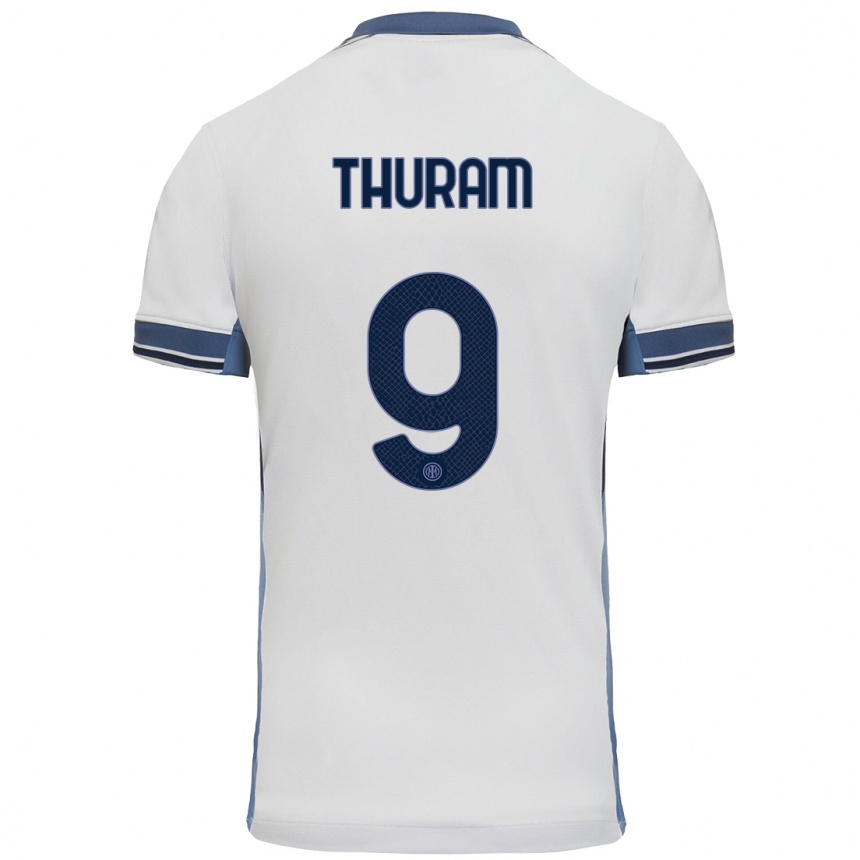 Kids Football Marcus Thuram #9 White Grey Away Jersey 2024/25 T-Shirt Australia