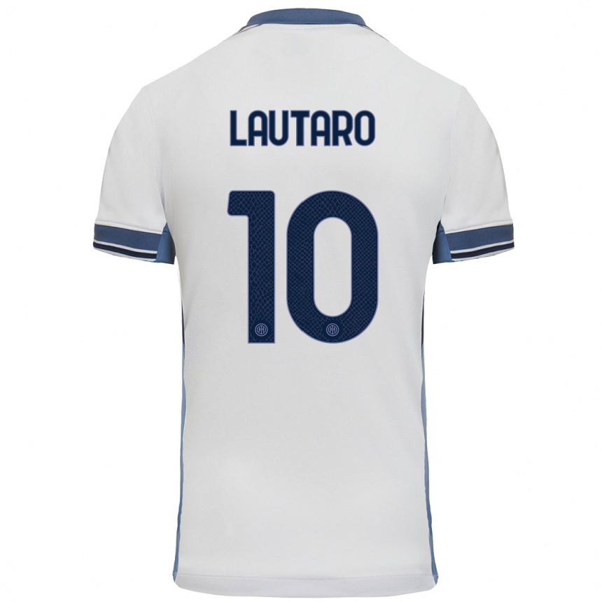 Kids Football Lautaro Martinez #10 White Grey Away Jersey 2024/25 T-Shirt Australia