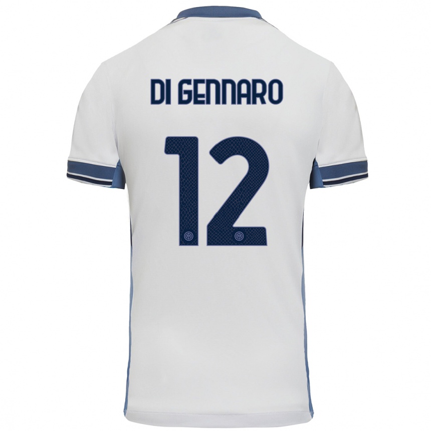 Kids Football Raffaele Di Gennaro #12 White Grey Away Jersey 2024/25 T-Shirt Australia