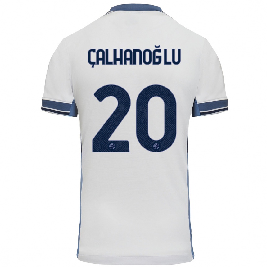 Kids Football Hakan Calhanoglu #20 White Grey Away Jersey 2024/25 T-Shirt Australia