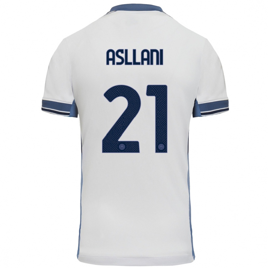 Kids Football Kristjan Asllani #21 White Grey Away Jersey 2024/25 T-Shirt Australia