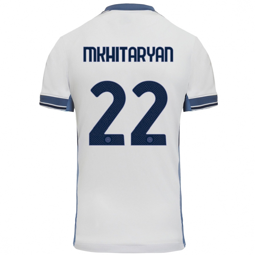 Kids Football Henrikh Mkhitaryan #22 White Grey Away Jersey 2024/25 T-Shirt Australia