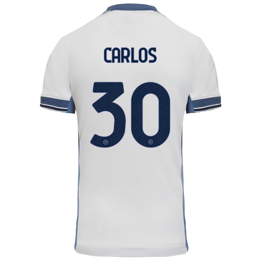 Kids Football Carlos Augusto #30 White Grey Away Jersey 2024/25 T-Shirt Australia