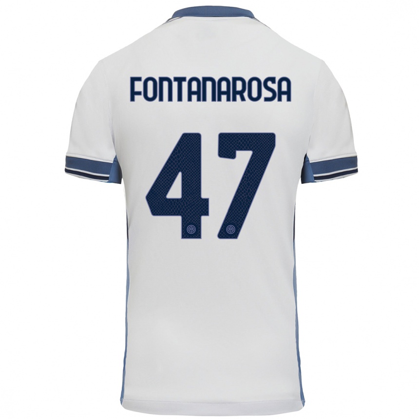 Kids Football Alessandro Fontanarosa #47 White Grey Away Jersey 2024/25 T-Shirt Australia